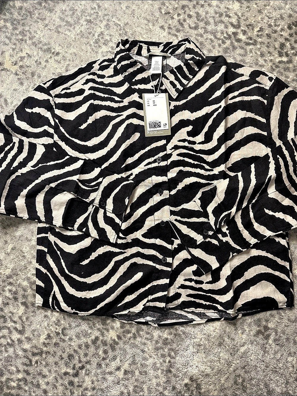 H&M Zebra Print Button Down Shirt